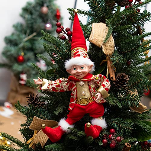 Handmade Bendable Elf Ornament - 12.5 Inch Christmas Tree Decoration, Festive Holiday Decor