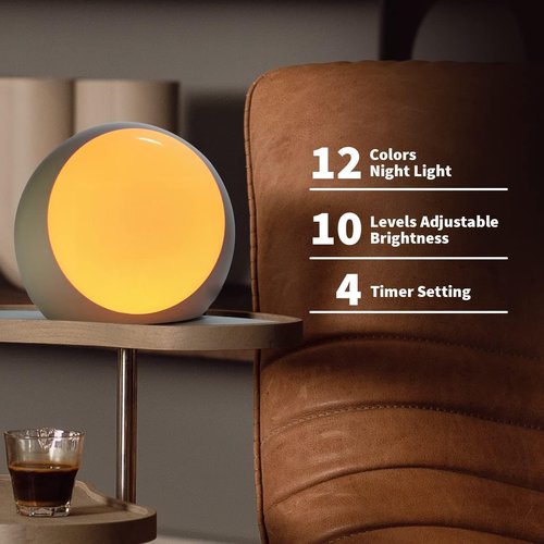 iDealSleep White Noise Machine - 30 Soothing Sounds & 12 Color Night Lights | Auto-Off Timer for Calming Sleep