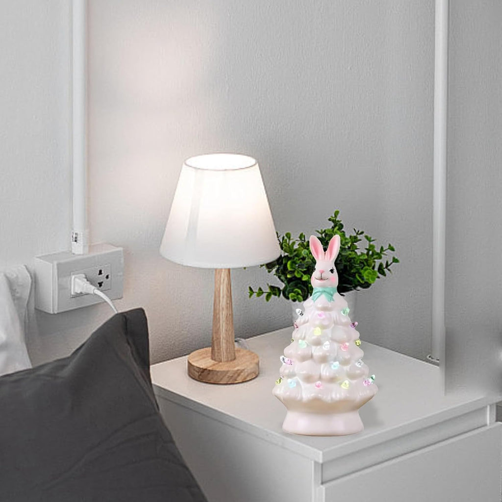 Skiennix Bunny Lamp - Glowing Ceramic Tree with Colorful Light | Easter Night Light Decor