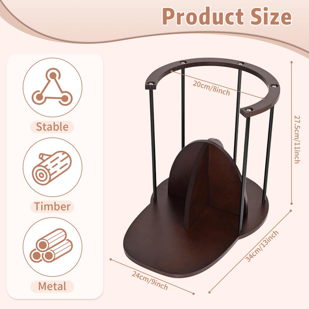 SNOWSTAR Hat Storage for Baseball Caps, Wood & Metal Hat Organizer Holder Display Stand for At Least 15 Hats,Space-Saving Baseball Cap Storage for Desk, Closet,Bedroom,Entryway.