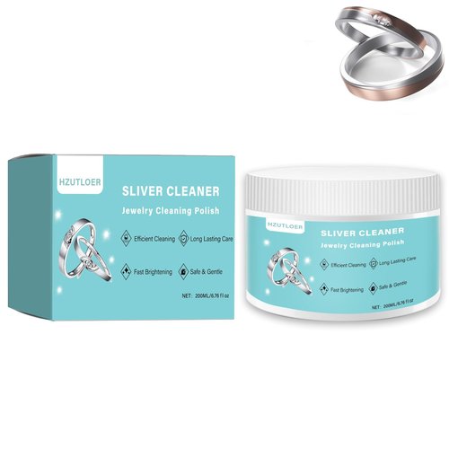 Hzutloer Silver Polish Cleaner,Jewelry Cleaner Tarnish Remover,Safe & Gentle,No Rinse,for Materials of Sterling Silver,Gold,Platinum,6.73 Fl Oz