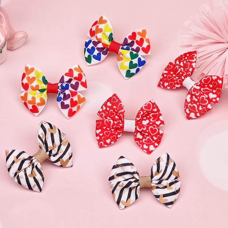 Valentine's Day Glitter Heart Hair Bow Alligator Clips Set
