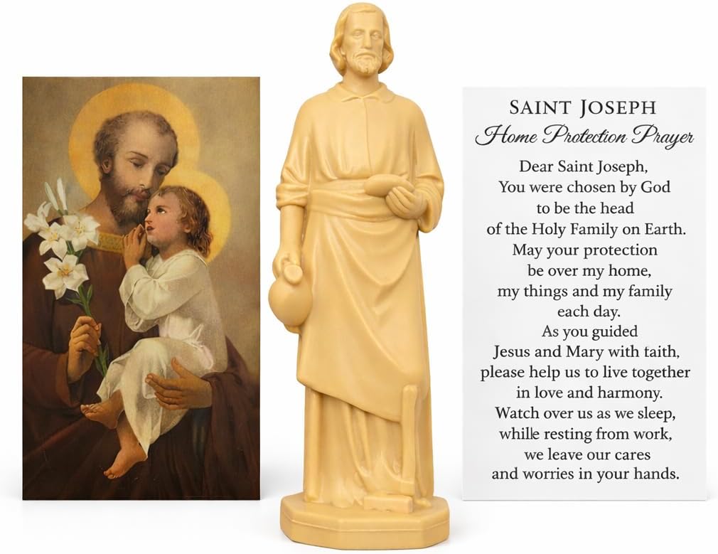 Westmon Works St. Joseph Home Protector Set - 4-Inch Statue & Holy Prayer Card | Made in the USA