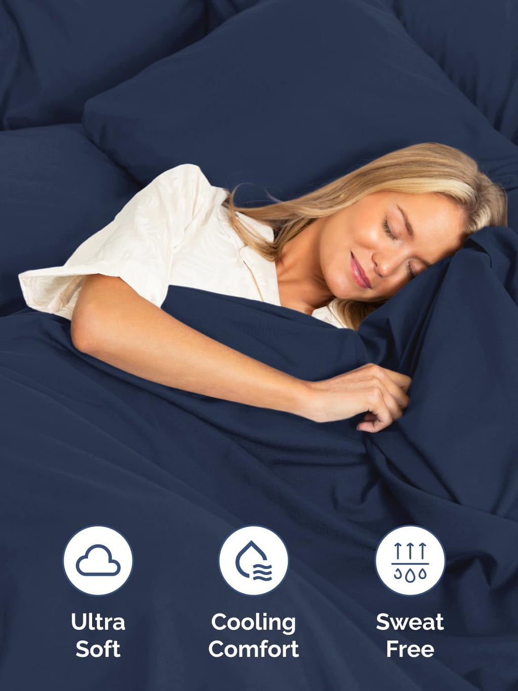 Skiennix Extra Deep Twin XL Sheet Set | 4-Piece Breathable Cooling Bedding - Soft, Wrinkle-Free, Navy Blue