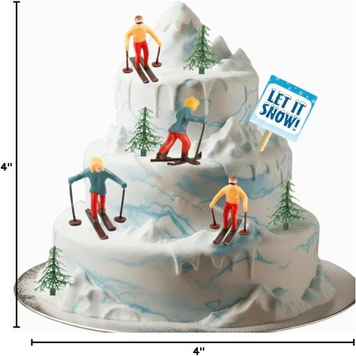 Evergreen Trees Winter Cake Topper Set - Perfect Decoration for Skiers | Festive Wonderland Theme