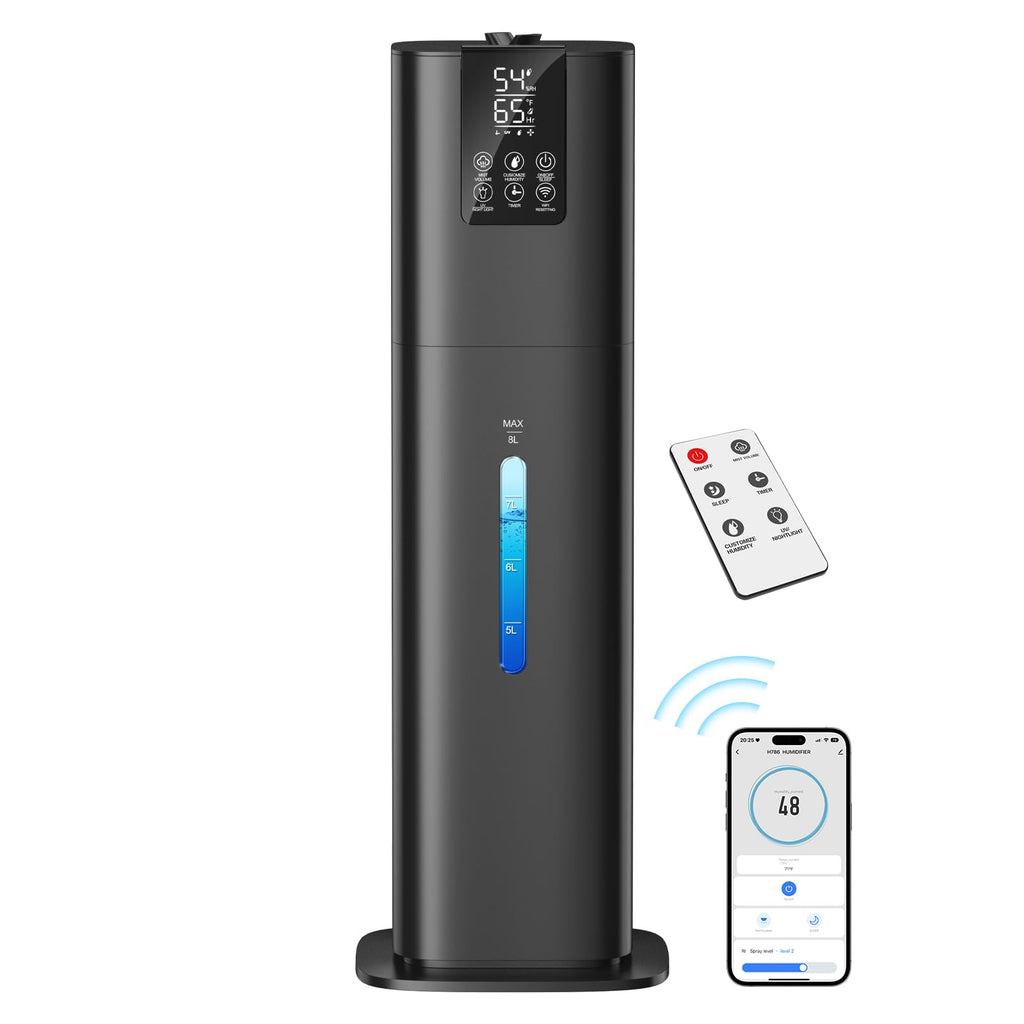 Smart Humidifiers Large Room Bedroom Home, 2.11Gal(8L) Quiet Top Fill Cool Mist Humidifier, Smart App & Remote Control, 3 Speed Humidifier with 360° Nozzle, Humidity Setting for Baby Office(Blue)