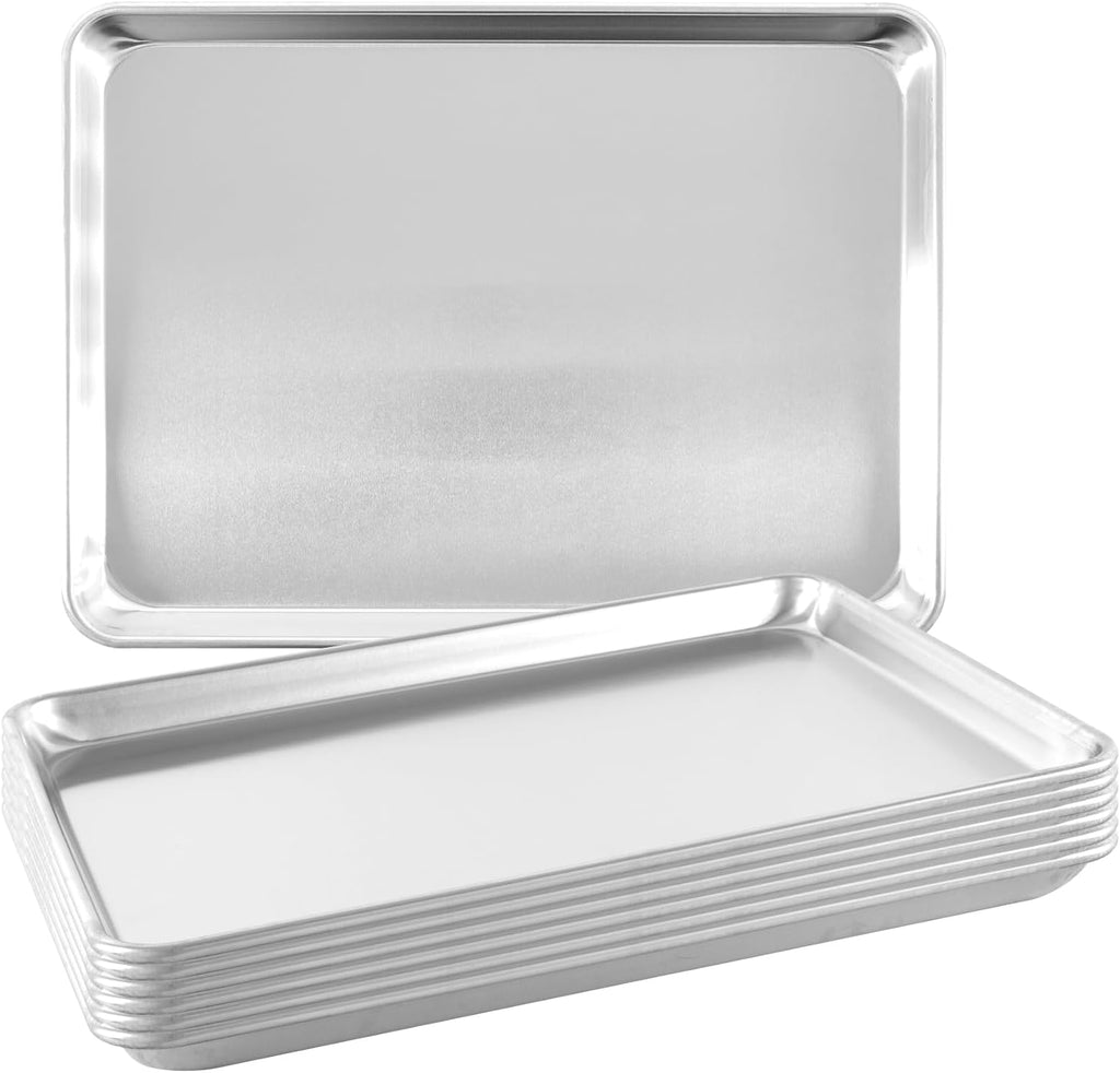 TENUP Aluminum Half Sheet Pan - Heavy Duty 18" x 13" Baking Tray with Reinforced Rim, Warp-Resistant & Rust-Free