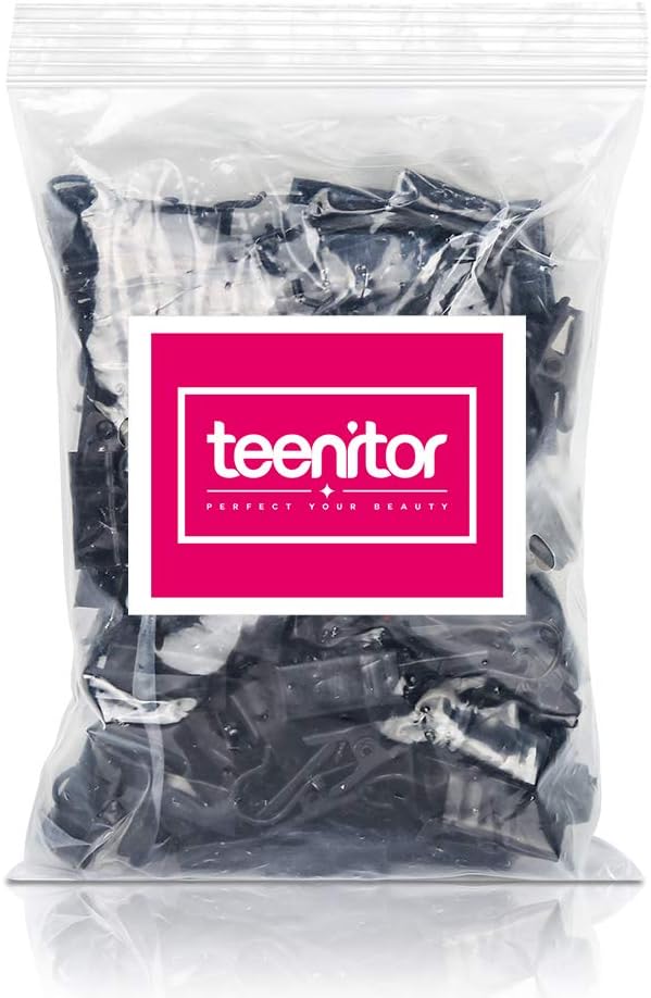 Teenitor 100 Pack Curtain Clips - Durable Stainless Steel Hooks for Outdoor String Lights | Black