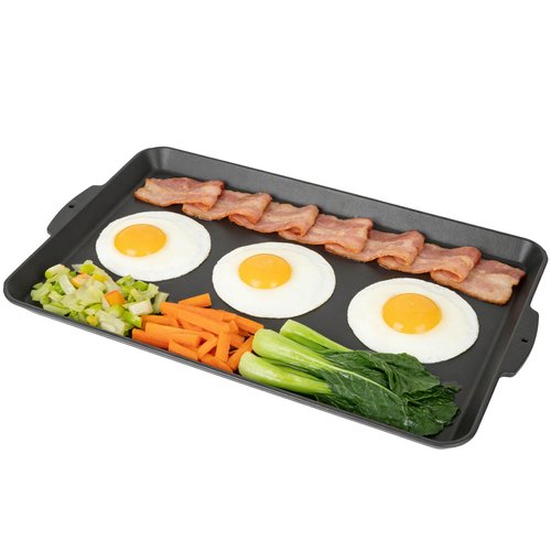 SafBbcue 19 x 11.5 Inch Cast Iron Griddle Pan for Stovetop, Oven, Grill, Campfire, Suitable for Kitchen and Outdoor Cooking, Roasting, Pan Frying, Baking