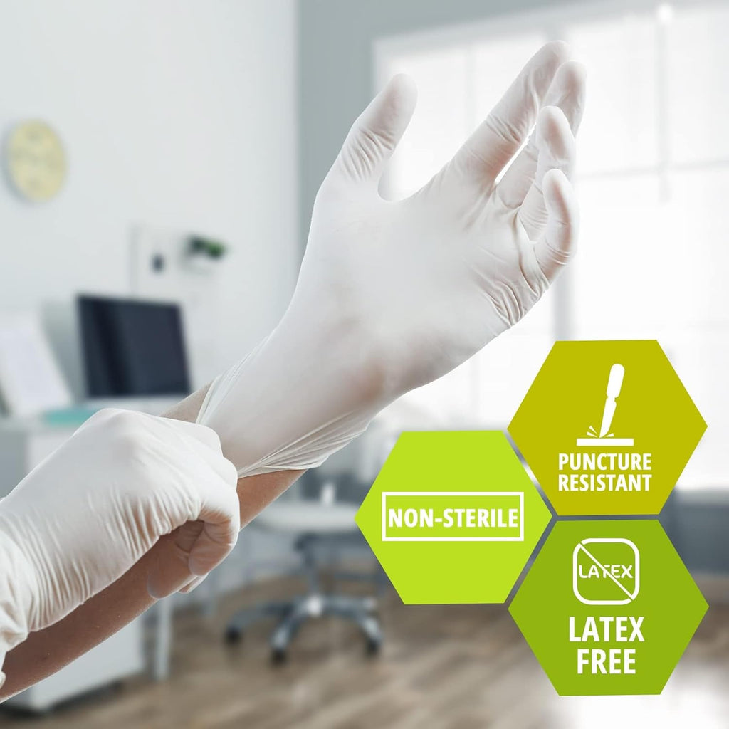 MedPride Powder-Free Latex Exam Gloves - Medium Size, 100 Count Box for Superior Protection