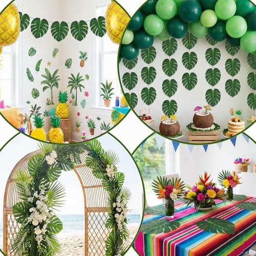 Artificial Tropical Palm Leaves Set - 50 Faux Monstera & Jungle Foliage for Decor