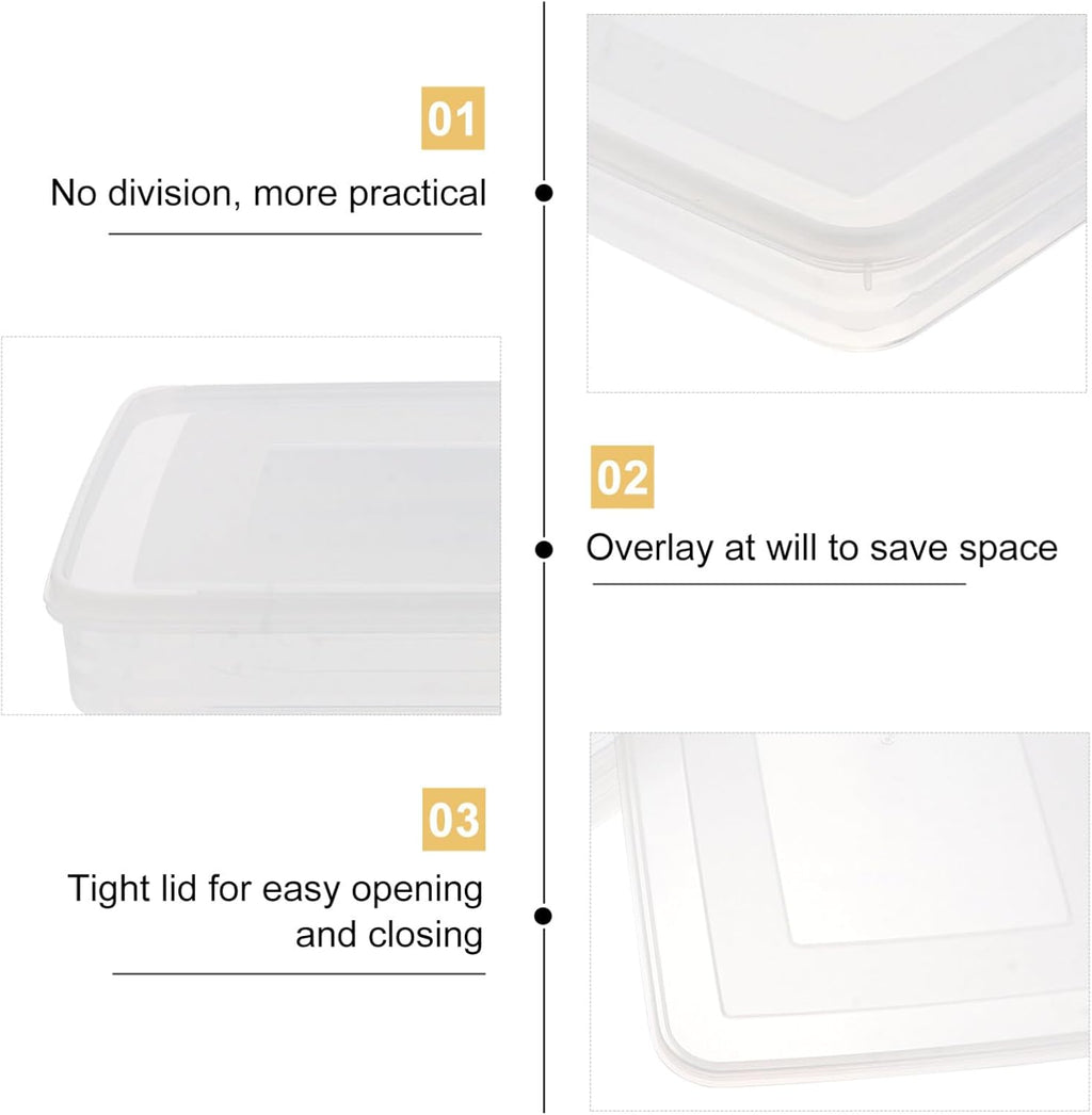 Uonlytech Large Airtight Dumpling Box - Clear Veggie Tray with Lid | Egg and Rice Storage Container