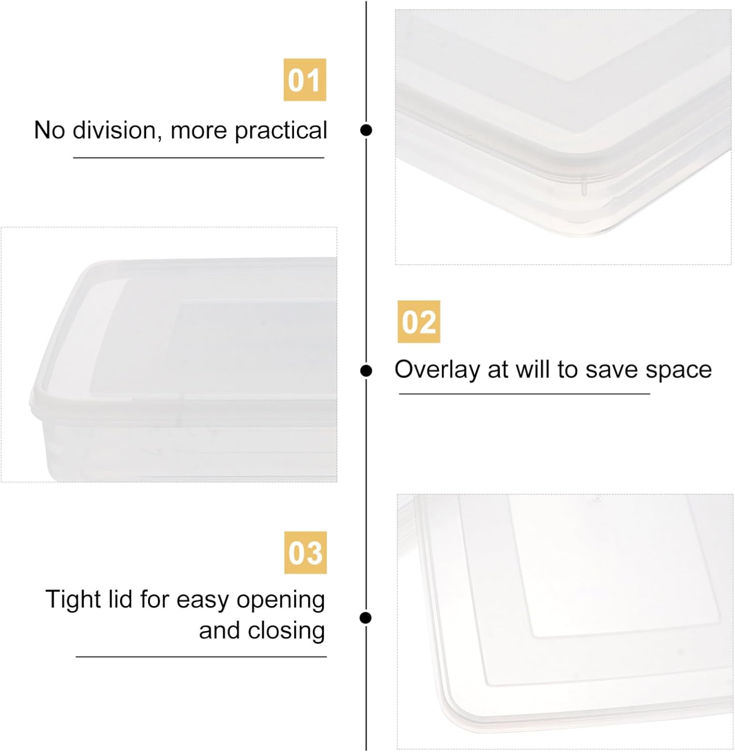 Uonlytech Large Airtight Dumpling Box - Clear Veggie Tray with Lid | Egg and Rice Storage Container