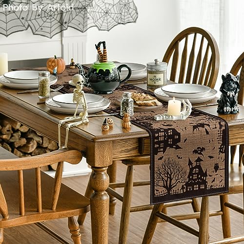 Halloween Table Runner 13x90 Inch Black Brown Polyester Home Party Decor