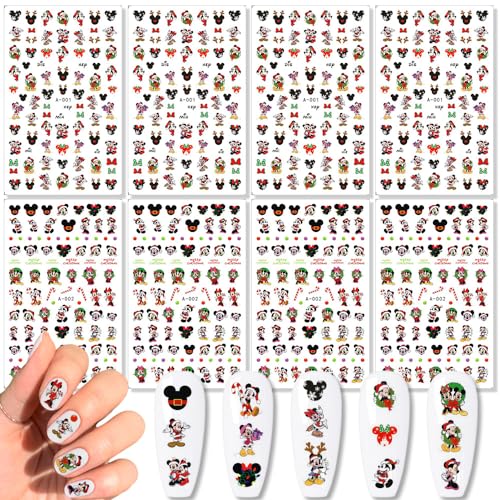 Tezocr 8 Sheets Christmas Nail Stickers 3D Self Adhesive Winter Decals