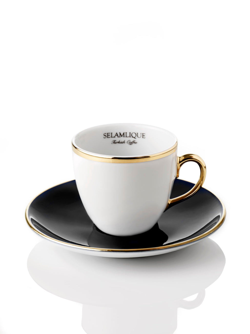 SELAMLIQUE ISTANBUL Turkish Coffee Set: Black Turkish Coffee Cups (2) for Traditional Coffee Ritual