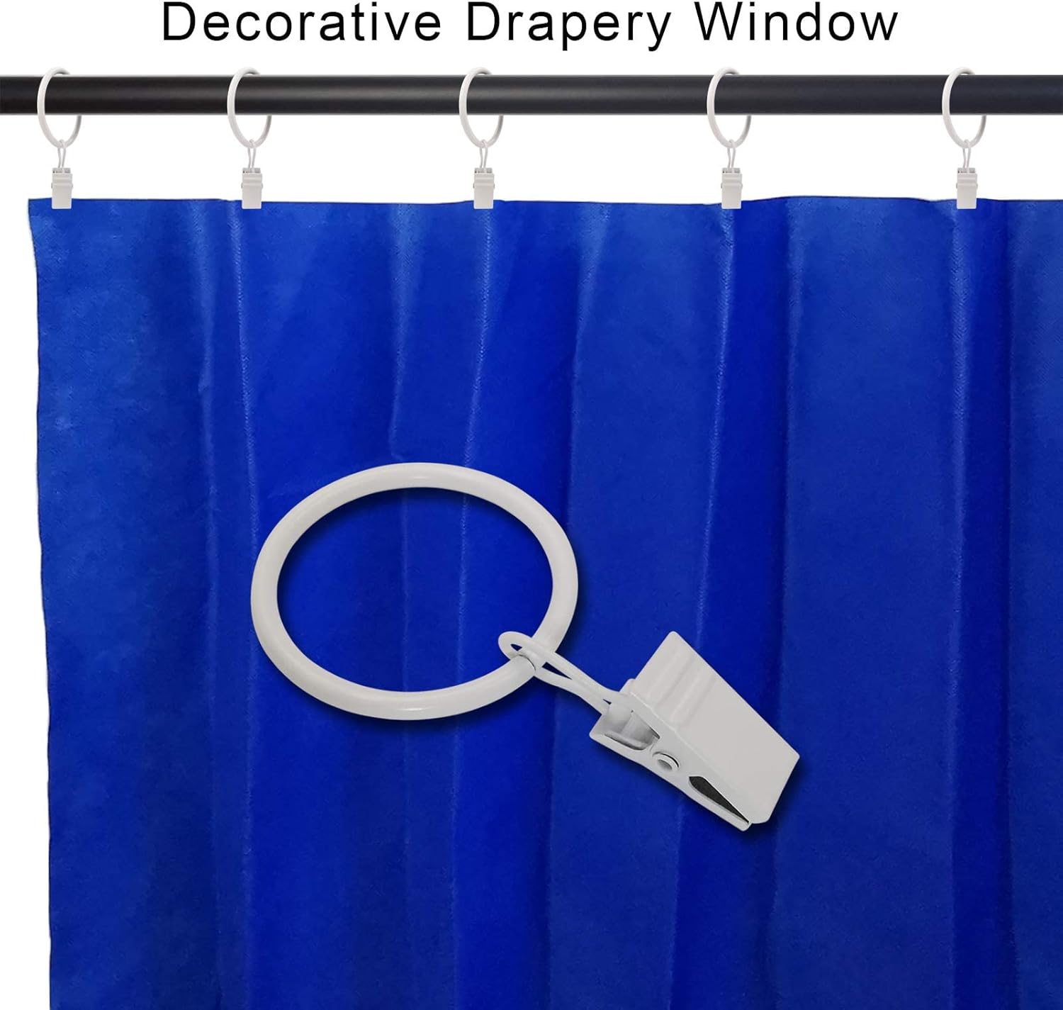 Skiennix Curtain Rings - 40 Pack Drapery Clips with 1.26" Interior Diameter - Fits Up to 1" Rod, White