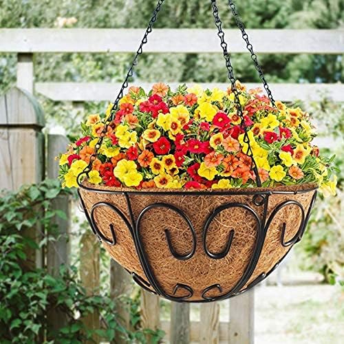 Butterfly Shape | 2 Pack Metal Hanging Planter Basket - Round Wire Holder with Coco Coir Liner for Indoor/Outdoor Garden Decor