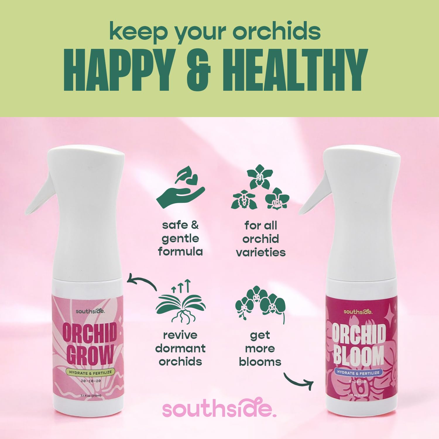 Southside Orchid Grow Fertilizer - 7.1 Oz | Revive Dormant Orchids with Gentle Continuous Spray