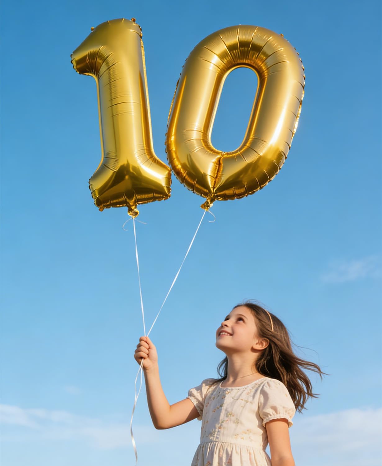 Smlpuame 40-Inch Gold Number Balloons 0-9 | Large Helium Foil Balloons for Birthday & Anniversary Celebrations
