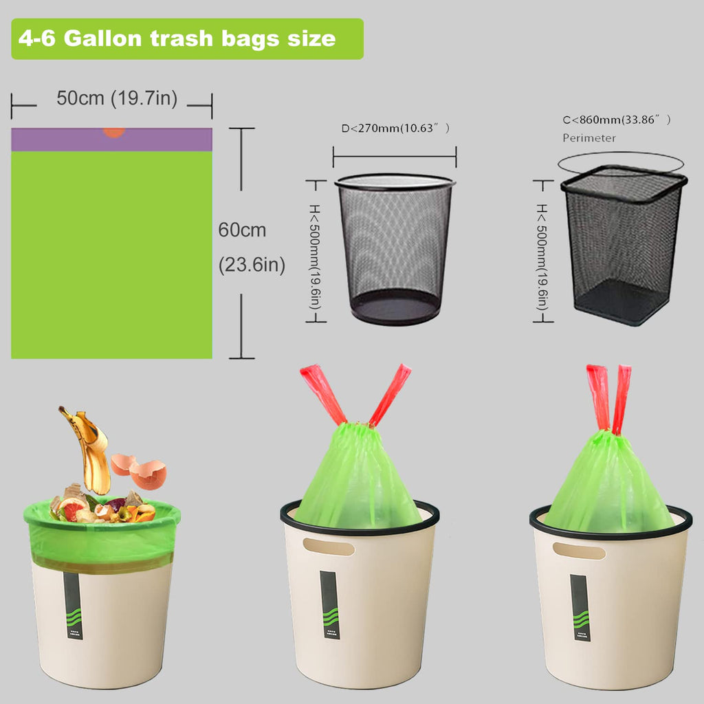 Small Trash Bags 4-6 Gallon,Extra Thick & Strong 4 Gallon Garbage Bags Drawstring 5 Gallon Trash Bags Small Garbage Bags Unscented Waste Basket Liners for Kitchen,Bathroom,Office(80 Counts)