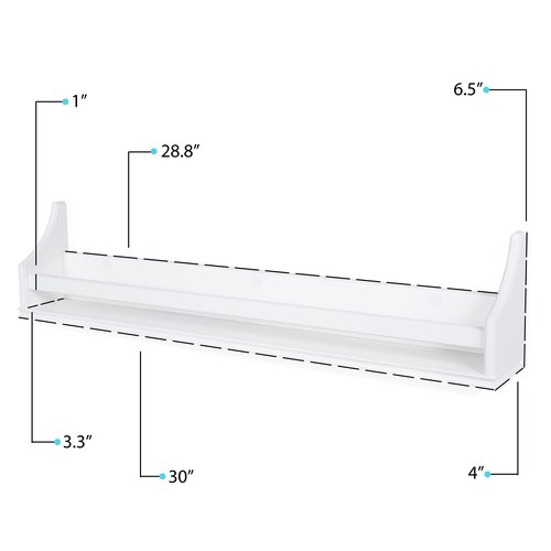 brightmaison Angel 30 inch Long Floating Shelves for Wall, Nursery Decor Toy Storage Shelf & Kids Bookshelf, Set of 3 White