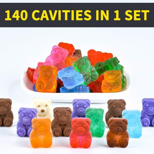 CAKETIME Gummy Bear Molds - 1 Inch Silicone Candy Molds | 4 Pack, LFGB Approved, Food Grade Quality