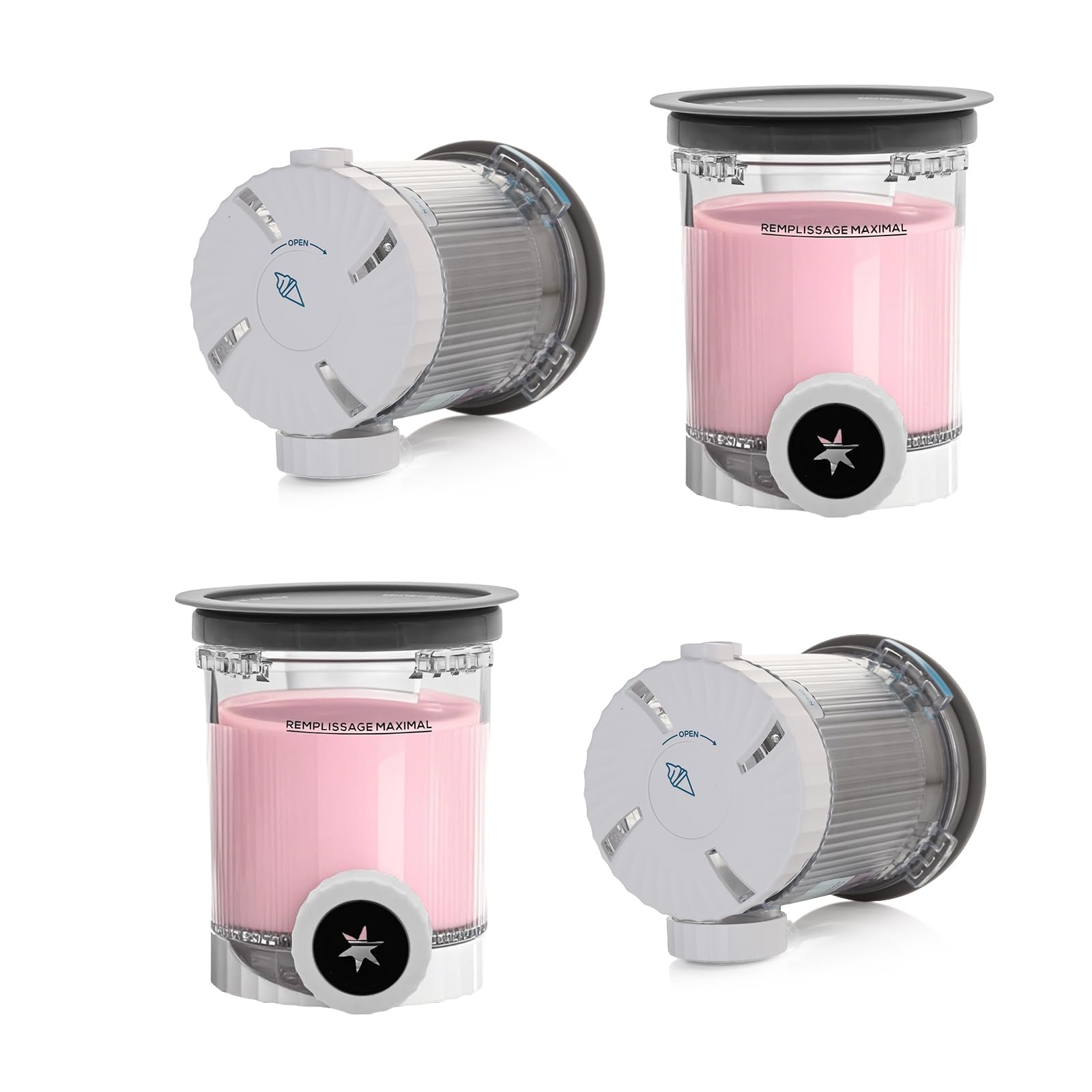 OVRRCSME 4 Pack creami swirl pints and Lids,NC700 Makers Containers Cups creami accessories ，Compatible with Swirl Ice Cream & Soft Serve Makers