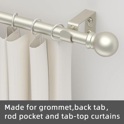 GXOACKJ Heavy-Duty Metal Curtain Rod Set - Decorative Nickel Finish | 28-78 Inch with Brackets