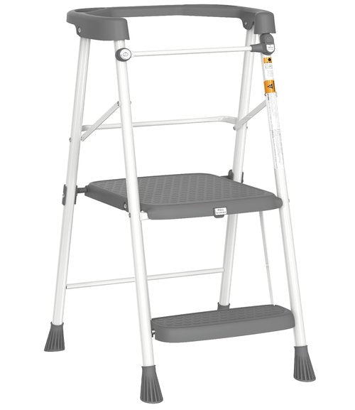 HBTower Kids 2 Steps Step Stool, Toddler Tower for Kitchen Counter Learning, Toddler Kitchen Stool Helper with Anti-Drop Safty Railing Kids Standing Folding Stepper