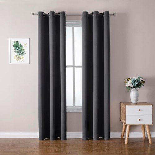 ChrisDowa Blackout Curtains - Thermal Insulated Room Darkening Panels, Dark Grey, 42 x 78 Inch (Set of 2)