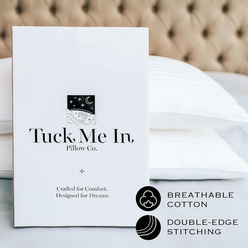Houseify Tuck Me In Pillow Co. Down Alternative Pillows - Hypoallergenic Queen Size, Set of 2 | Premium Comfort for Side & Back Sleepers