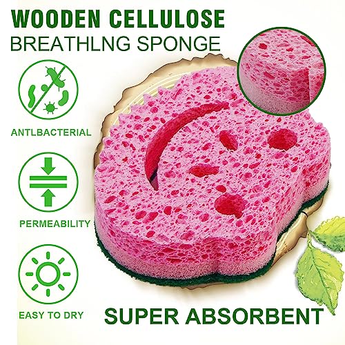 SmilePowo Dual-Sided Scrub Sponges - 12 Pack Multi-Functional Frog Sponges