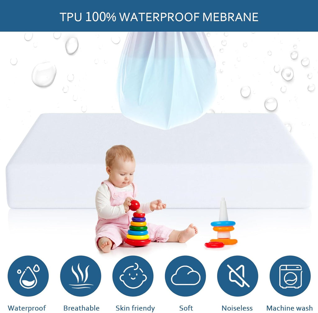 Skiennix Waterproof Mattress Protector - Full XL Size, Breathable & Noiseless Fitted Cover