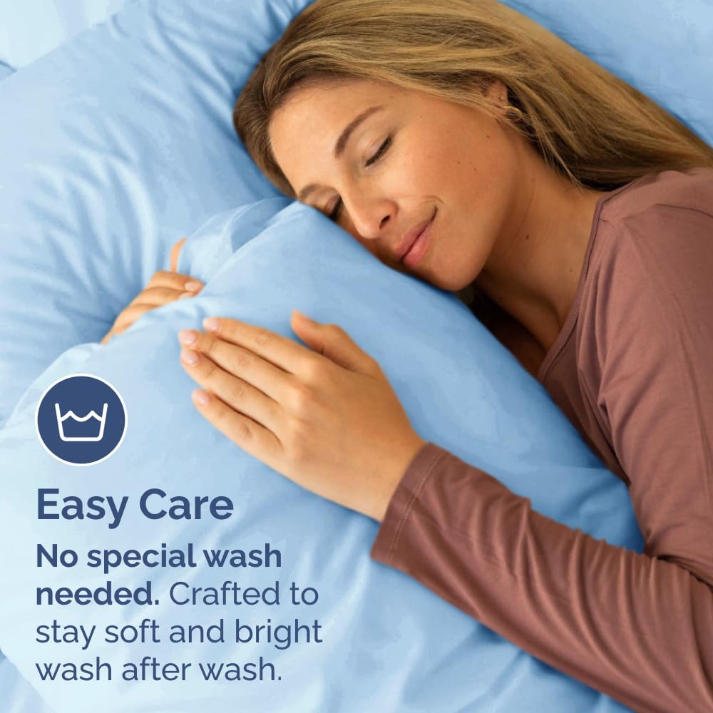 Queen Pillow Cases by [Brand Name] - Ultra Soft Hotel Quality - Wrinkle Free & Fade Resistant - Light Blue, Set of 2