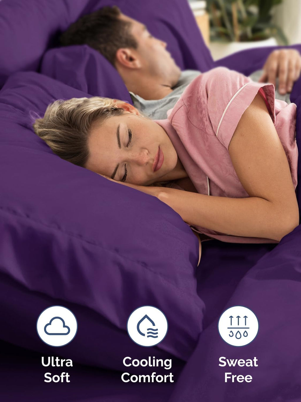 Skiennix Extra Deep Split King Sheet Set | 7-Piece Breathable Cooling Bedding - Soft, Wrinkle-Free - Purple