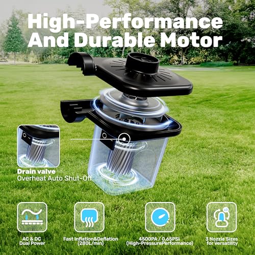 SLOOSH Electric Air Pump for Inflatables - Quick-Fill Inflator with 3 Nozzles