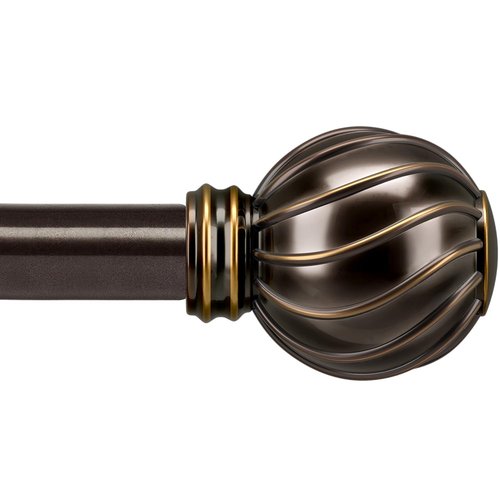 Bronze Curtain Rods for Windows 48 to 84 Inches Adjustable Length Heavy Duty 7/8" Diameter Brown Window Curtain Rod with Decorative Finials for Outdoor Farmhouse Bedroom Kitchen Living Room
