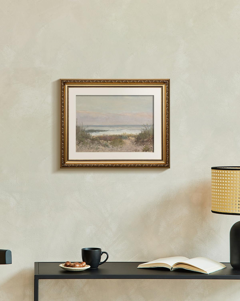VIYYIEA Gold Framed Canvas Print - Classical Coastal Scenery Wall Art for Home Decor | 13x16in