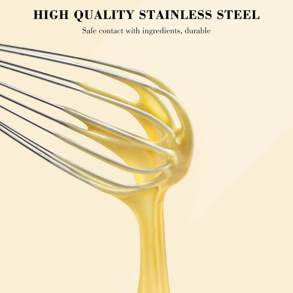 NileHome Stainless Steel Whisk Set - 3 Pack Kitchen Whisks for Cooking, Blending & Beating | 8", 10", 12" Sizes