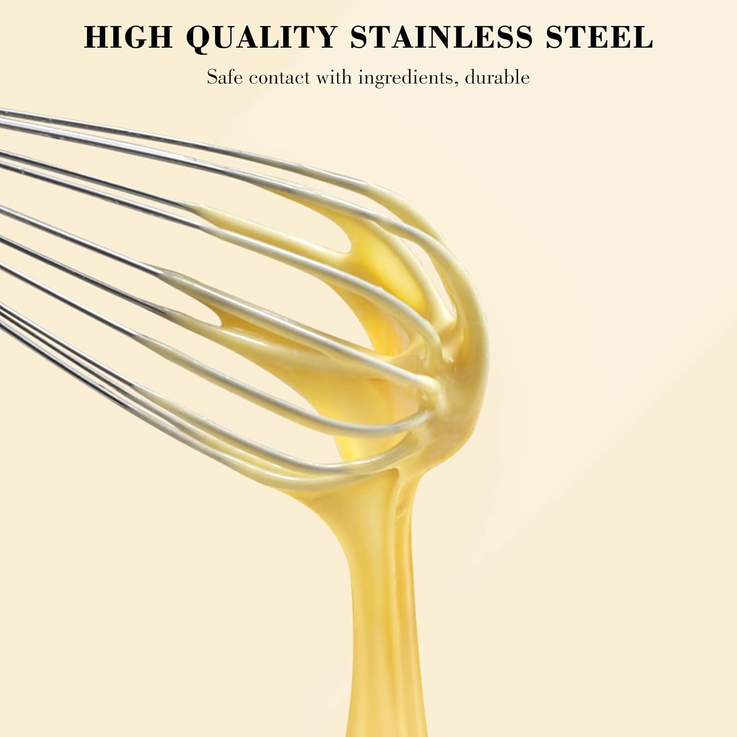 NileHome Stainless Steel Whisk Set - 3 Pack Kitchen Whisks for Cooking, Blending & Beating | 8", 10", 12" Sizes