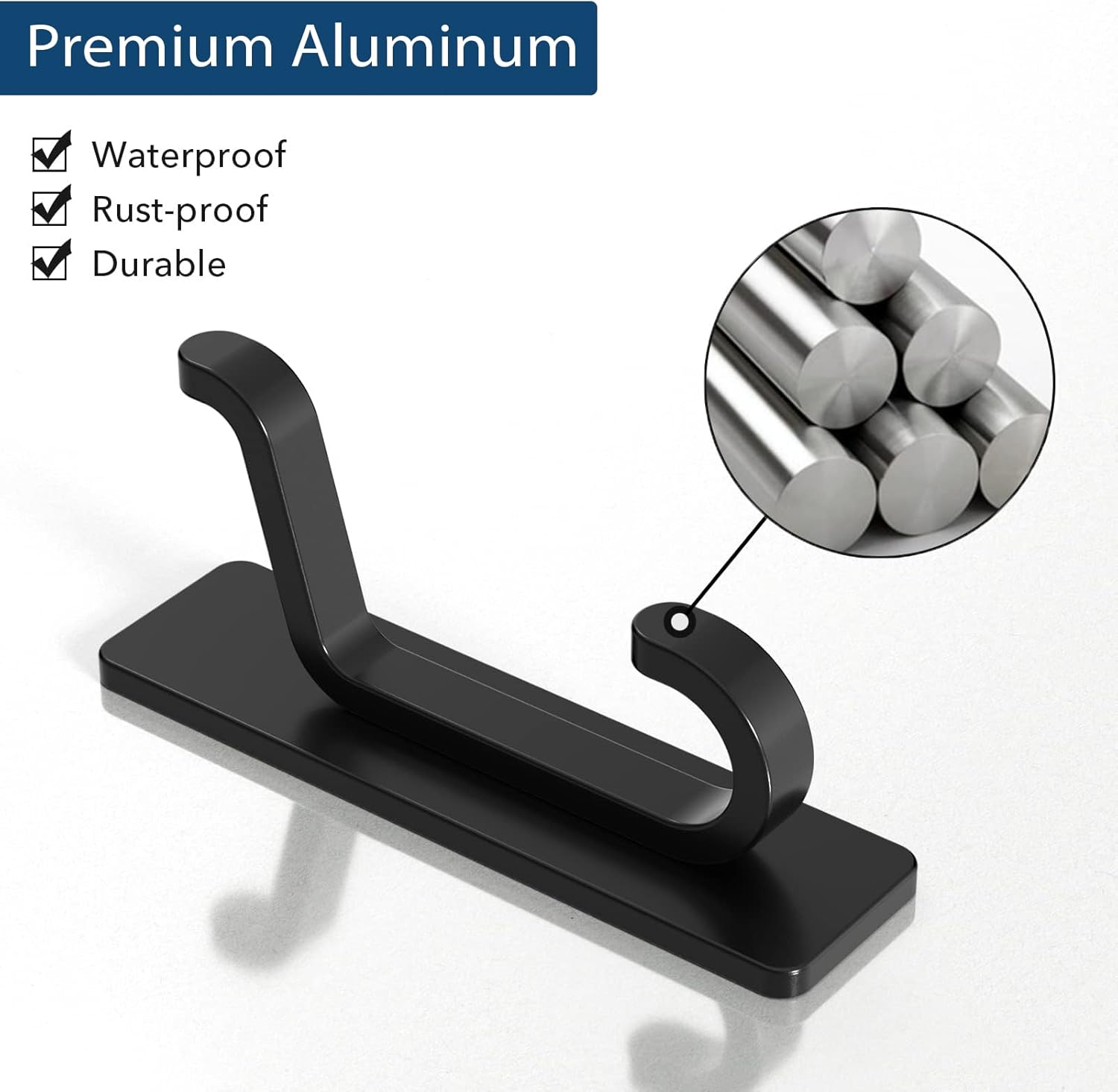 Pickpiff Wall Hooks - Strong Adhesive Coat & Towel Hangers | 13LB Capacity, Black, 6 Pack