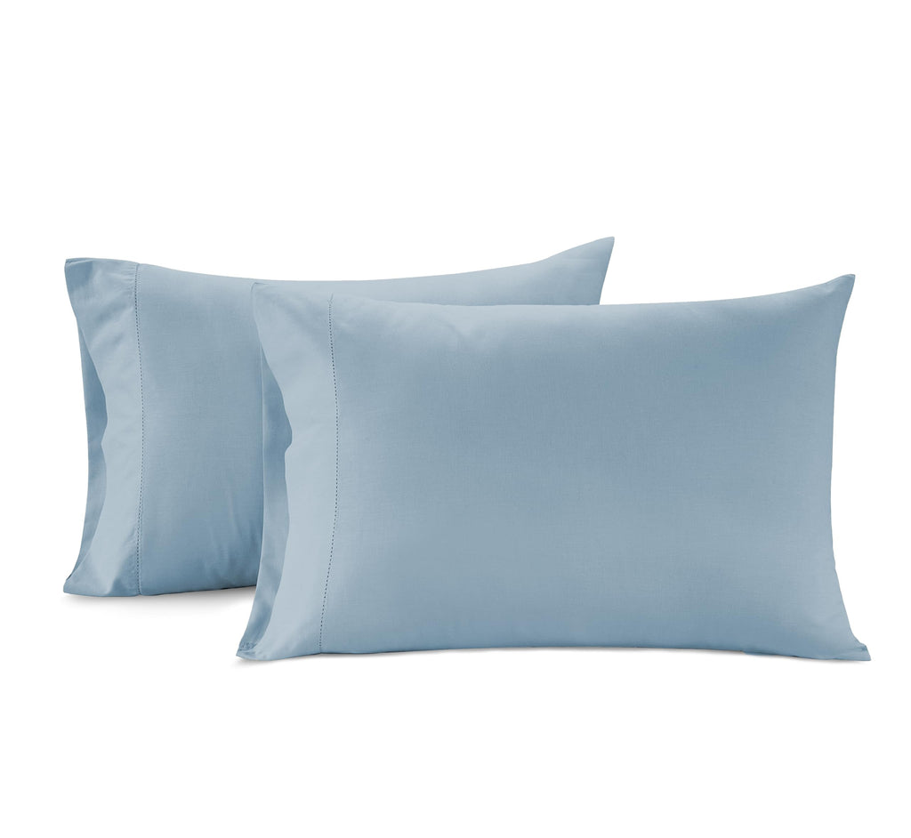 LANE LINEN 100% Organic Cotton Pillow Cases Standard Size Set of 2 (20"x26") - Cotton Pillowcases - Soft Yellow Pillowcase Set - Pillow Case Pack of 2 - French Blue