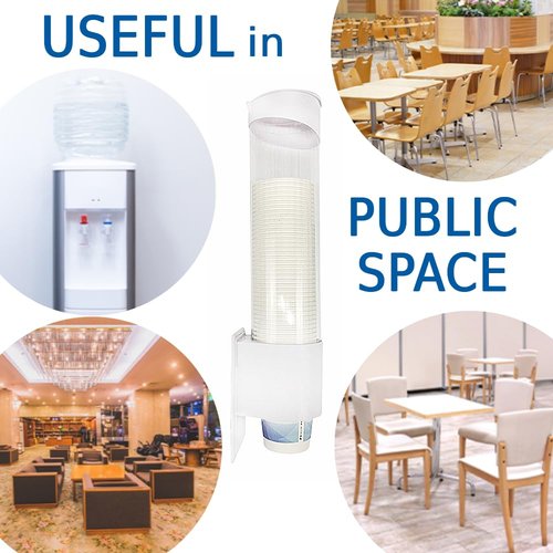 Japard Cup Dispenser Holder for Water Cooler with Magnet for Wall Mount, 4oz - 7oz Paper Plastic Cups Cones for Home Bathroom Office Hospital White with Magnetic Sheet