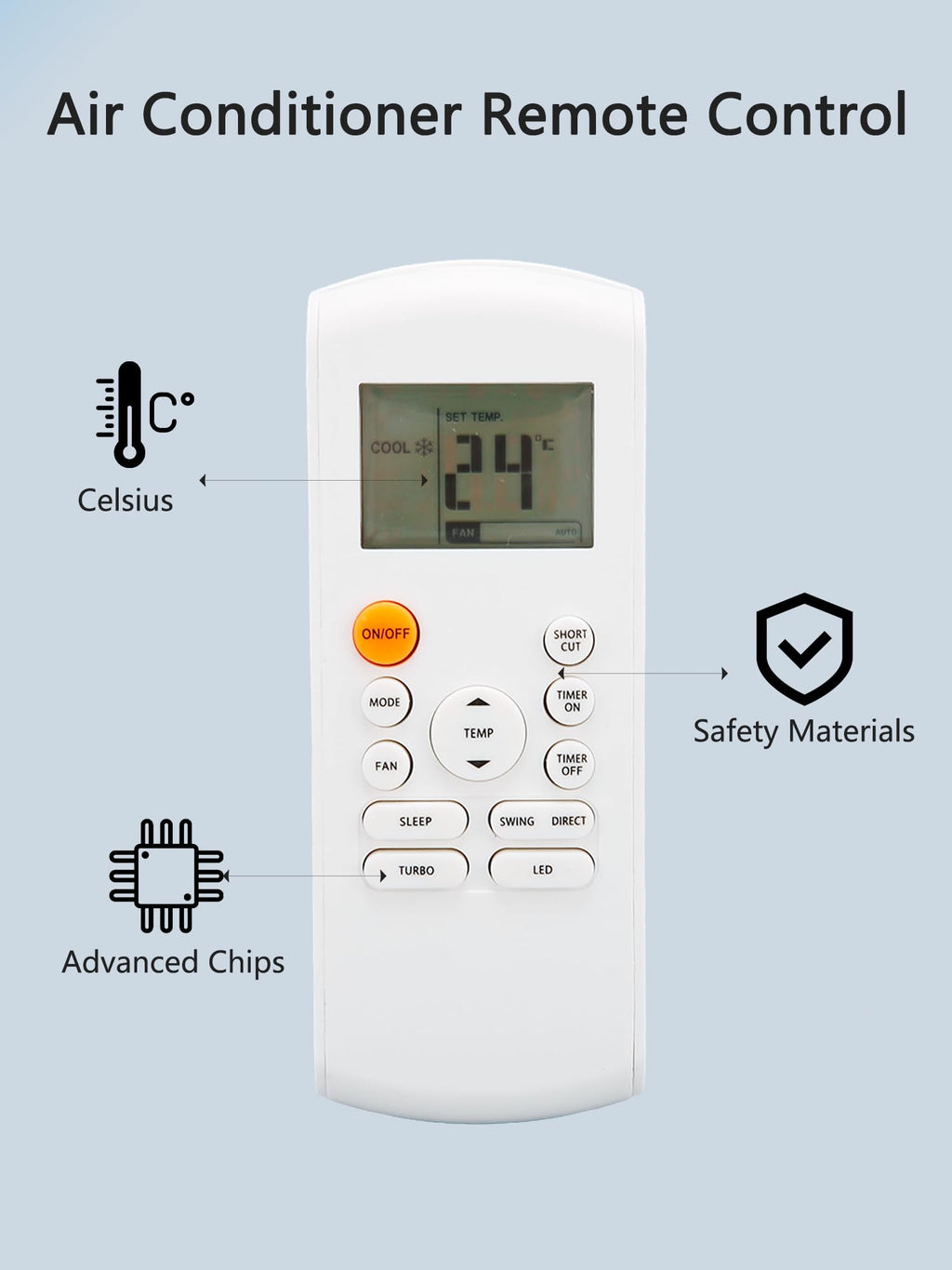 Fayelume Replacement Remote Control, Air Conditioner Remote Control, Compatible with R57 Series and RG57 Series Remotes R57B1/BGE, RG57/BGE, RG57A/BGE, RG57A1(B)/BGE, etc (Batteries Not Included)