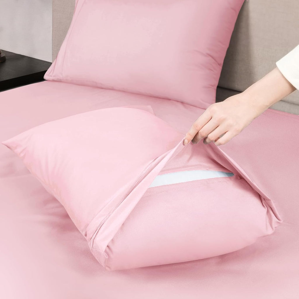 Mejoroom Queen Size Sheet Set - Luxury 1800 Thread Count Bedding | Soft, Breathable, Deep Pocket - 4 Piece (Blush Pink)
