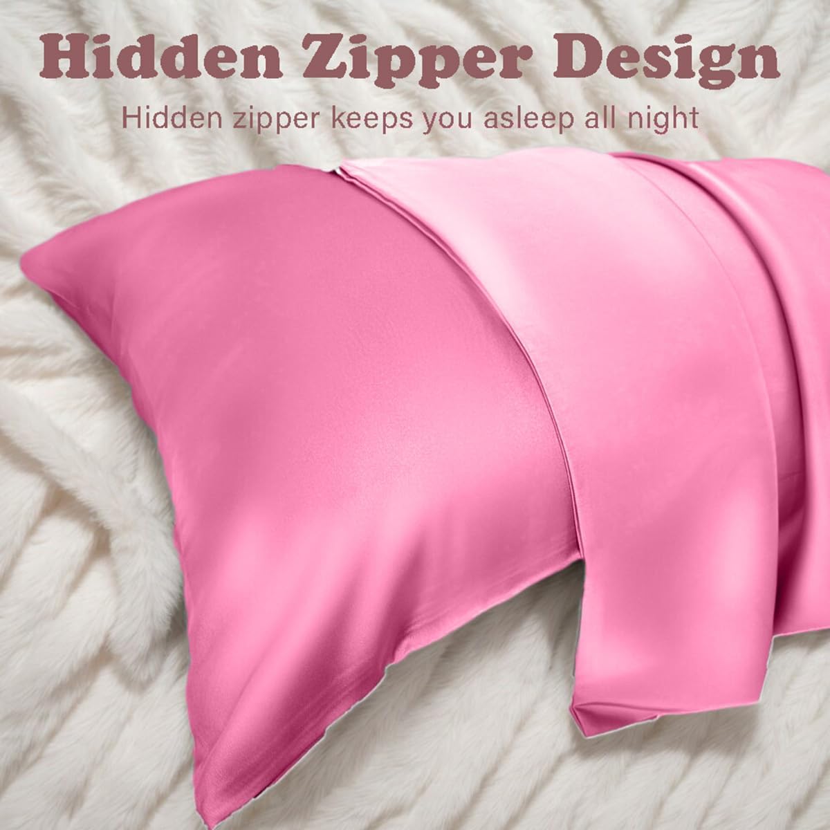 Mulberry Silk Pillow Cases - Ultra Smooth & Breathable Cooling Satin | Standard Size 20x26 Inches (Berry Red)