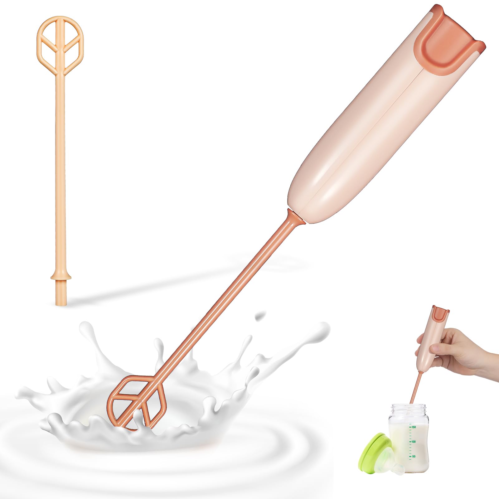MAGICLULU Handheld Electric Baby Formula Mixer with 2 Stirring Sticks, Portable Small Drink Milk Powder Mixer for Bottle Protein Powder Coffee Travel Office Home Stirrer Supply
