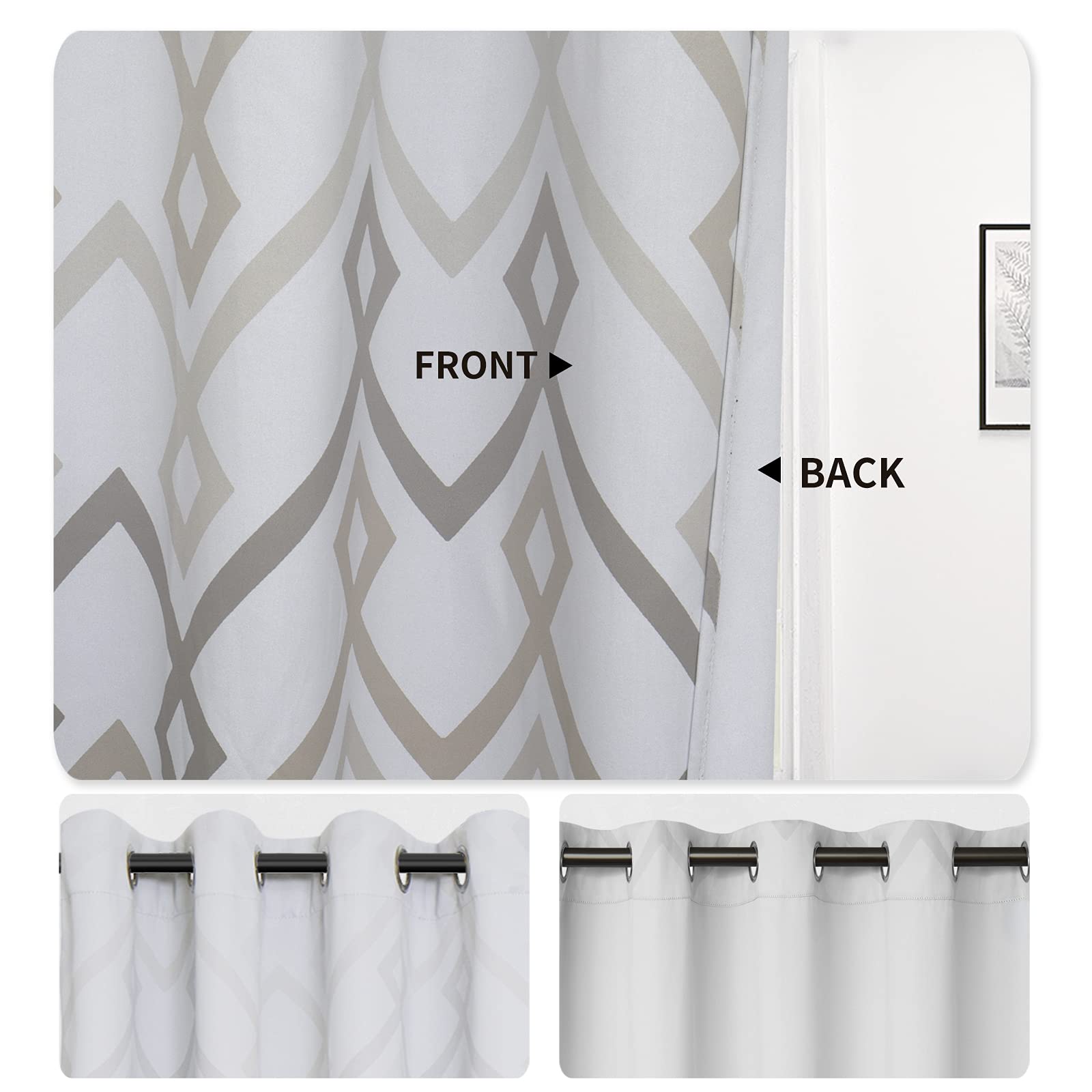 Easy-Going Printed Blackout Curtains for Bedroom, Gradient Line Color Noise Reduction Curtain Drapes, Light Blocking Thermal Insulated Grommet Curtain, 2 Panels, 52 x 96 in, Gray