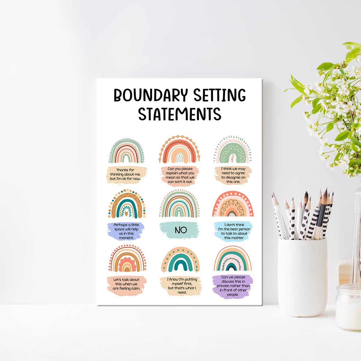 OTINGQD Boundaries Therapy Poster - Inspirational Mental Health Wall Art for Office & Home Decor